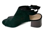 Loft  Black Textile Laser Cut Ankle Strap Stacked Heel Open Toe Shoes Photo 1