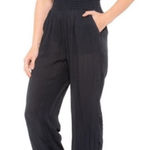 prAna  Fernie Crinkle Halter Jogger Jumpsuit | Black | Medium Photo 0