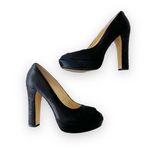 Michael Kors Michael Black Satin Peep Toe Platform Heels Size 8 Pleasers Studded Photo 0