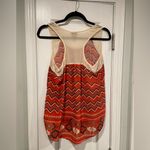 Eyelash Couture  Size M Sheer Racerback Red Cream Western Aztec Print Tank Top Photo 5