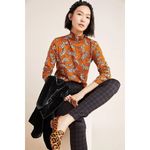 Maeve  Anthropologie Zebra Print Mock Neck Top Small Stretch Comfy Graphic Layers Photo 11