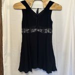 Free People Women's Size Small Black Lace Waist Cutout V Neck Mini Tunic Dress Photo 2