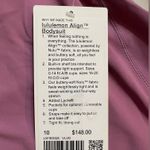 Lululemon NWT  Thong Align Bodysuit Removable Bra Pads Velvet Dust Size 10 Photo 6
