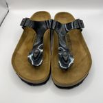 Birkenstock ‎ Black Faux Patent Leather Gizeh Sandals Made in Germany Sz EU 37 W6 Photo 2