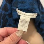 White + Warren Blue Black Animal Print Cashmere Cardigan Size L Photo 5