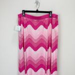 Ming Wang Chevron Knit Midi Skirt Pink Striped Ombre Stretch Pull On XL NWT Photo 2