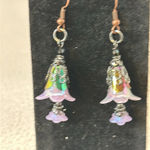 Dangle pierced earrings very cute this a bell and silver tone and lavender​​ Photo 3