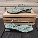 Free People Soft Sage Green Leather Gladiator Sandals w/ Block Heel Photo 1