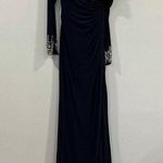 Mac Duggal Ieena 12231A One Shoulder Long Sleeve Jersey Gown SZ 2 Midnight Photo 1