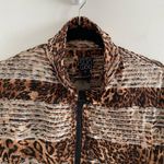 Clara Sunwoo Animal Print Ruffle Tiered Stripe Full Zip Jacket Size Medium Brown Photo 1