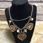 Betsey Johnson Gold Chain Charm Necklace Leopard Print Heart Pearl Y2k vintage Photo 5