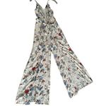 American Eagle Belted Jumpsuit Size O Floral Print Wide Leg Split Hem Lined Photo 0
