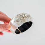 Alexis Bittar Alexis Bitter Handcarved Lucite and Crystal Hinged Statement Bangle Cuff Silver Photo 4