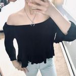 ZARA black off shoulder ruffle hem top Photo 2