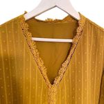Plus size blouse 3XL mustard color lined textured short sleeve Gold Photo 5