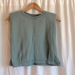 ZARA Sage Green Shoulder Pad Sleeveless Cropped Muscle Tee Photo 1