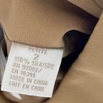 None Vintage chic preppy tan khaki 2 piece silk blazer and skirt set Photo 8