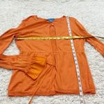 White + Warren Silk Cotton Knit Button Tie Long Sleeve Cardigan Orange Medium Photo 3