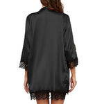 BLACK LACE TRIM DAINTY ROBE size XXL kimono bride bridesmaid NWT Photo 2