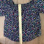 J.Crew  Ratti Navy with Colored Polka Dots Off Shoulder Top Size 8 Whimsical​​ Photo 3