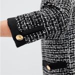 ZARA | TRF Collection Black White Tweed Shift Dress Gold Buttons Mini | Medium Photo 4