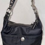 Coach Vintage Hampton 4984 Black Nylon Leather Trim Hobo Bag Purse Teal Interior Photo 0