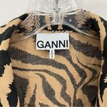 Ganni Printed Crepe Wrap Blouse Tannin Size 34 Zebra Photo 7