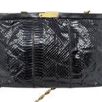 Vintage Palizzio Reptile Snake Skin Crossbody Evening Clutch Bag Black Photo 1