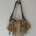 Neiman Marcus  Tan Suede Fringed Shoulder Bag  Photo 0