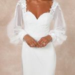 Lulus  Timeless Adoration White Embroidered Bishop Sleeve Maxi Dress Womens Sz XL Photo 6