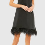 Mac Duggal  Feathered Hem High Neck Sleeveless‎ A
Line Dress Mini Dress 2 Photo 0