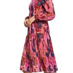 Never Fully Dressed Art To Wear Tiered Square Neckline Midi Dress in Multi Pink Size 2 Photo 1