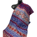 Women’s‎ Oversized Blanket Scarf Multi Tribal Geometric Fringe 72x66 Blue Photo 0