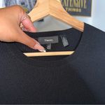 Theory  Long Sleeve Knit Tweed Combo Mini Dress Black Multi Photo 8