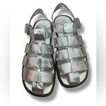 ZARA NWOT  Metallic Silver Fishermen Sandals Photo 4