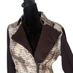 Alberto Makali Moto Biker Jacket Size S Brown Brick Zip Crinkled Statement Photo 2