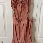 SheIn Pink Linen Wrap Dress Photo 3