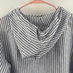 Tahari Blouse Small 100% Linen Blue Stripe Button Down Shirt Nautical Parisian Photo 6