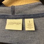 Zenergy by Chico's Size 1 M/L Blue Denim Moto Jacket Hoodie Sweatshirt Size M Photo 6