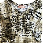 Y2K VTG. MADE IN PARIS Vie Ta Vie GRAPHIC OLIVE GREEN MESH SLEEVE TOP SMALL Photo 2