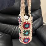 None Crocheted Multicolor Crossbody Bottle Holder Cotton Bag Photo 6