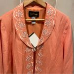 Bob Mackie Cute  NWT peaches and cream linen blend oversized blazer embroidery Photo 6