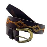 Vintage Embroidered Argentinian Cowhide Leather Hand Stitched Belt Photo 0