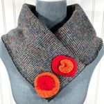 Platania Wool Neck Collar Scarf Gray Orange Red Made in Italy Lagenlook Cottage Photo 0