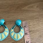 VINTAGE 80’s 90’s chunky dangle earrings painted eclectic festival unique retro Blue Photo 5