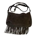 The Wolf Gang Gray Suede Fringed Crossbody Shoulder Bag Photo 1
