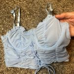 Tic Toc Elegant Sky Blue Ruched Crop Top Photo 1