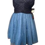 Teeze Me NEW Blue Strapless Tulle Glitter Sparkle Fit & Flare Juniors Dress Sz 9 Photo 0