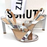 Schutz  Kelly Metallic Silver Slingback Sandal Heels New Photo 0