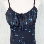 Vintage 90s Y2K Candy Rocket Sleeveless Maxi Dress with Slit Black Blue Floral Size M Photo 2